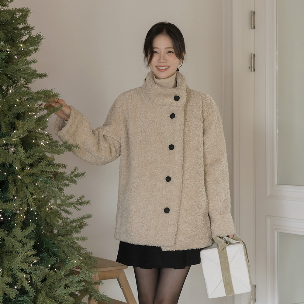 ハイネック ウール ムスタング ハーフ ジャケット