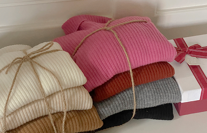 ウール100% ハイネック Whole Garment コール天 ニット