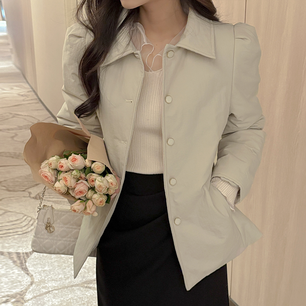 カラーネック 4オンス 人造ダウン スリムフィット パフ バディング