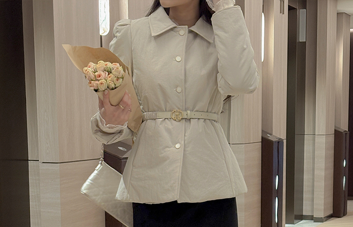 カラーネック 4オンス 人造ダウン スリムフィット パフ バディング