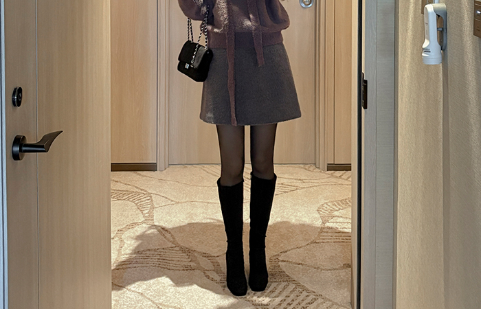 Aライン ウール 起毛 ODE ミニ スカート