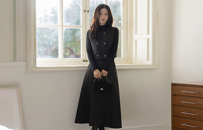 다이앤 キルティング ベスト&スカート SET