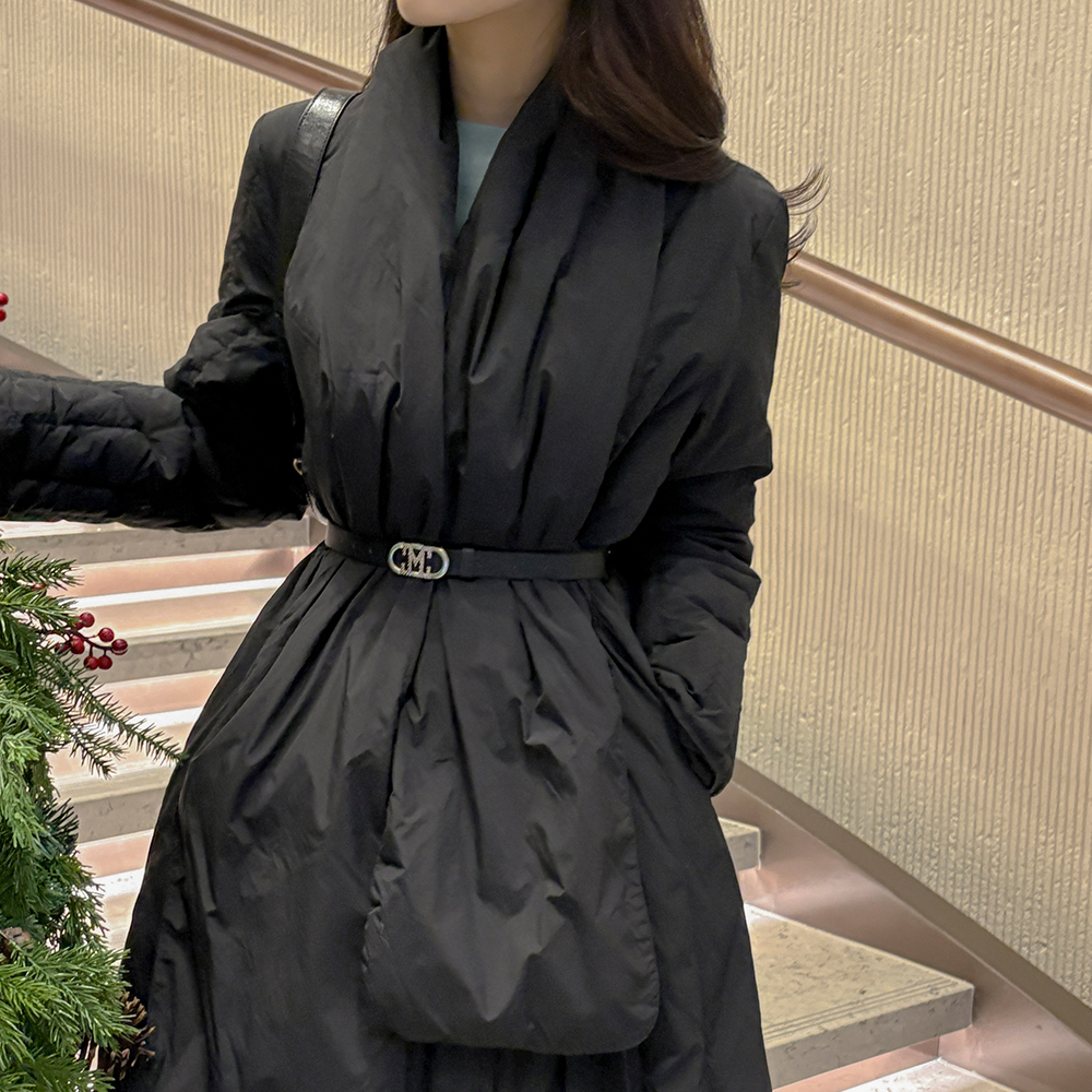 ダックダウン100% ラップ ストリング ロングなダウンコート(+マフラー)