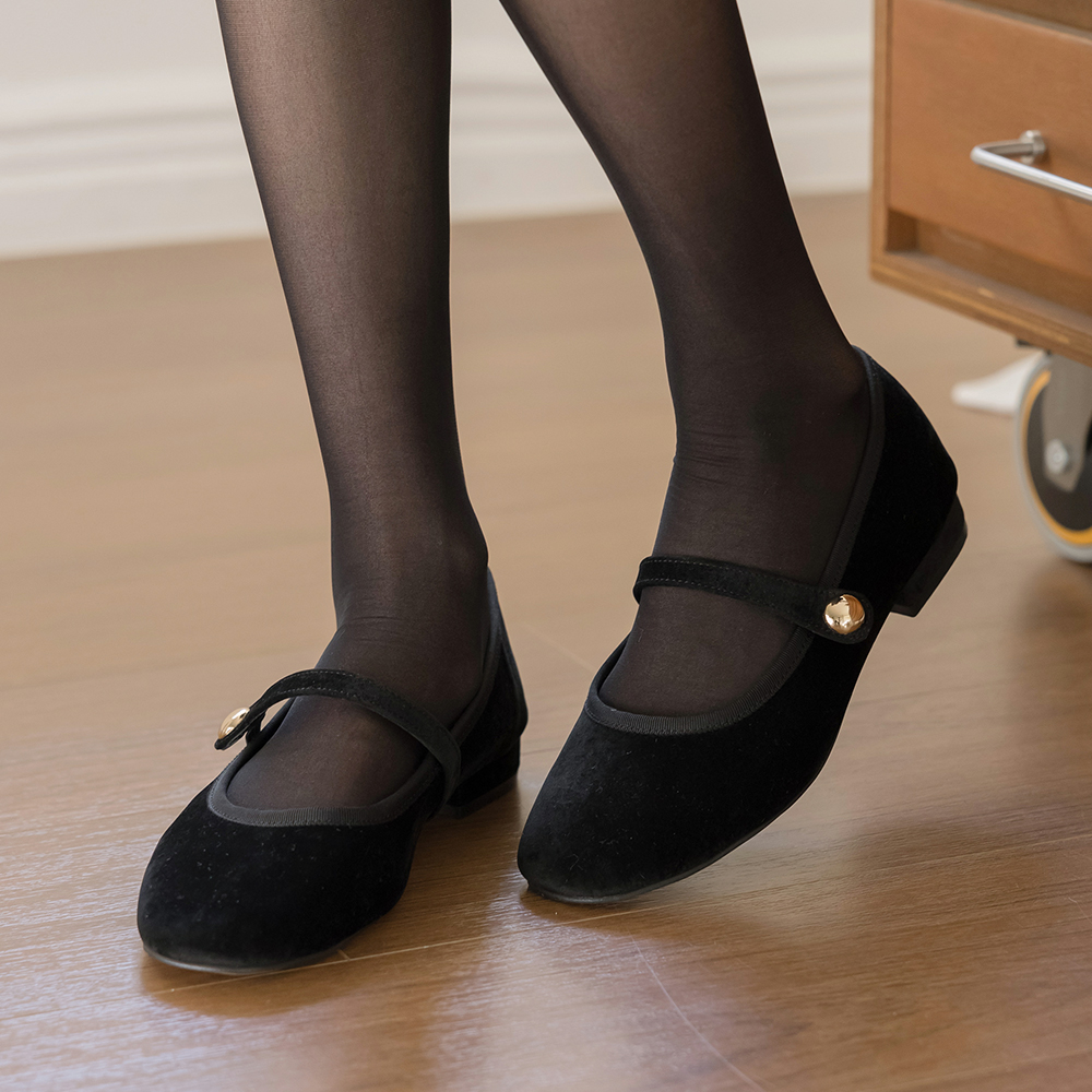 ロマンチック ベルベット メリージェーン シューズ