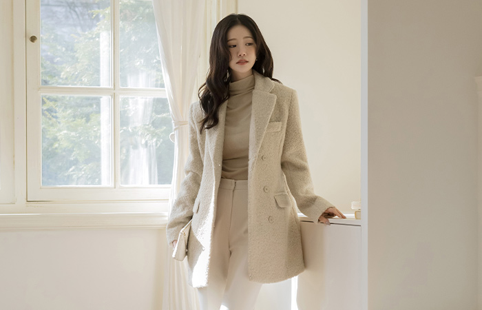 分厚い ブークレ スリムライン キルティング ジャケット(+ベルト)