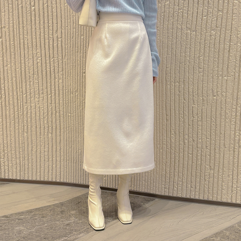 ニット ファブリック 起毛 後面バンド Hライン スカート