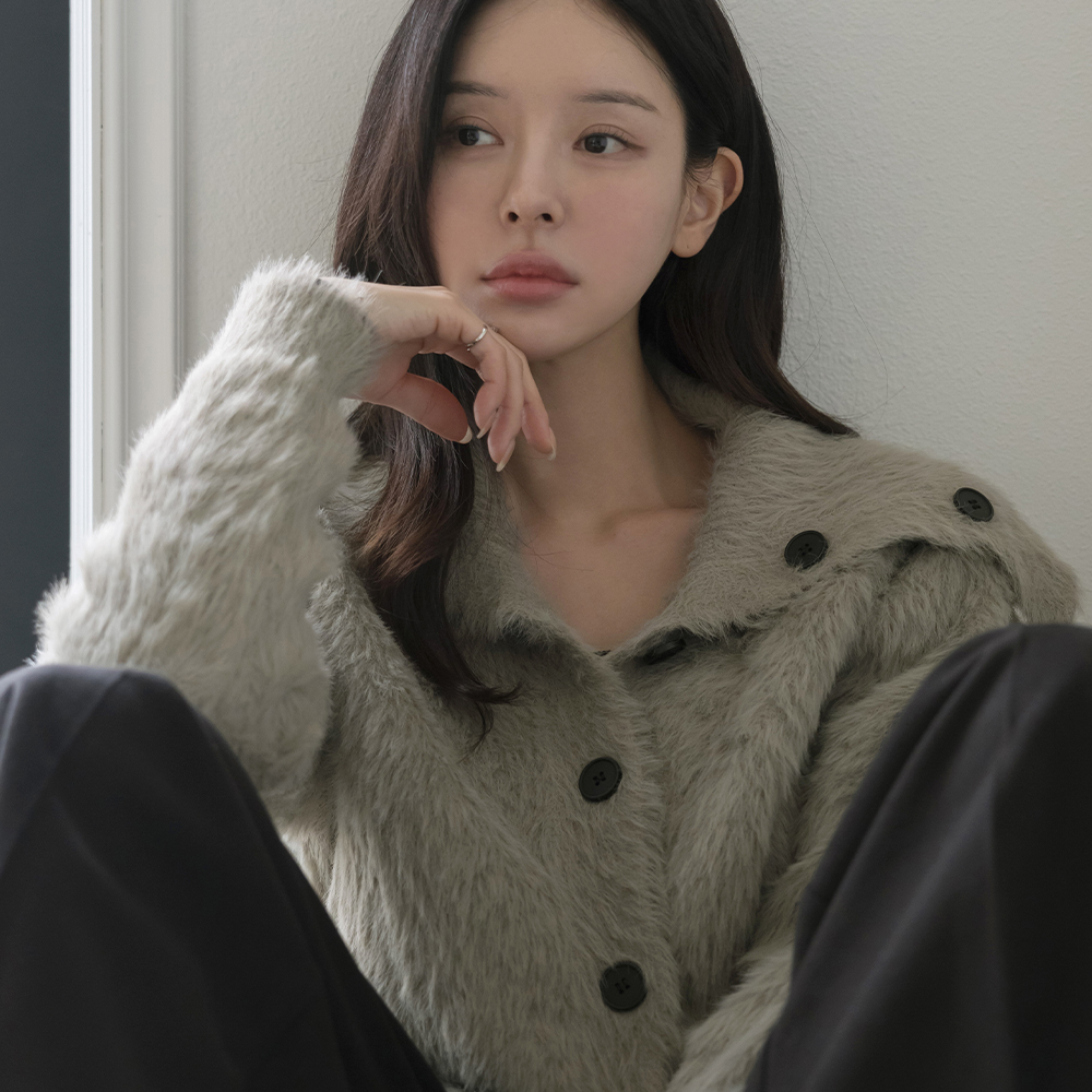 ハイネック 柔らかい ODE ニット カーディガン