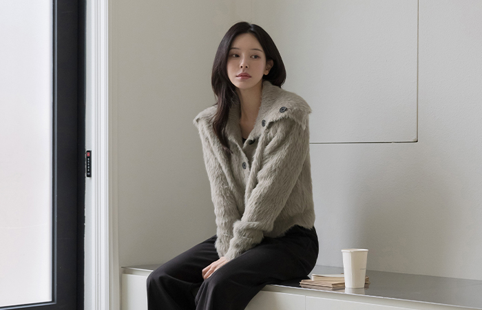 ハイネック 柔らかい ODE ニット カーディガン