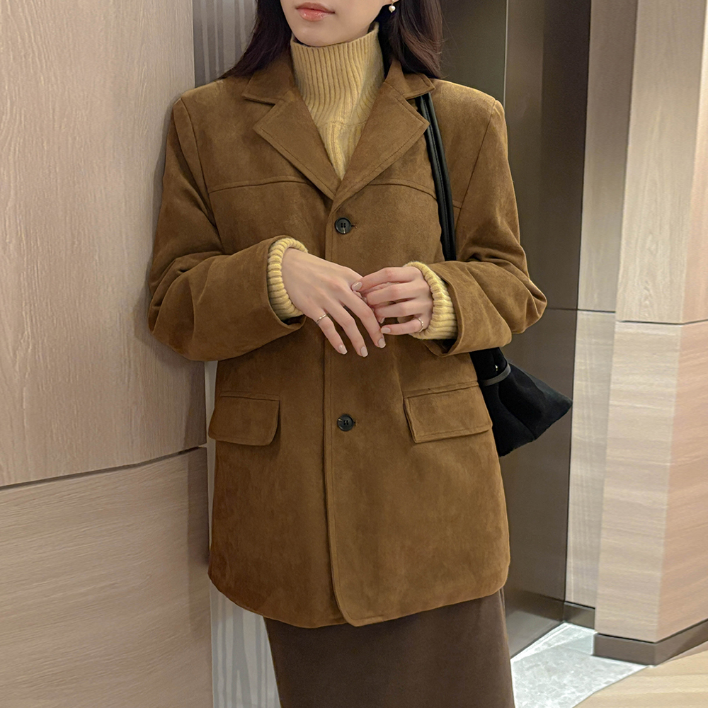 ウール 裏地 スエード ハーフ ジャケット