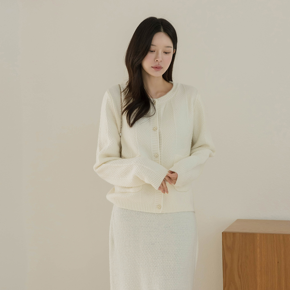 ウール ニット カーディガン&スカート SET