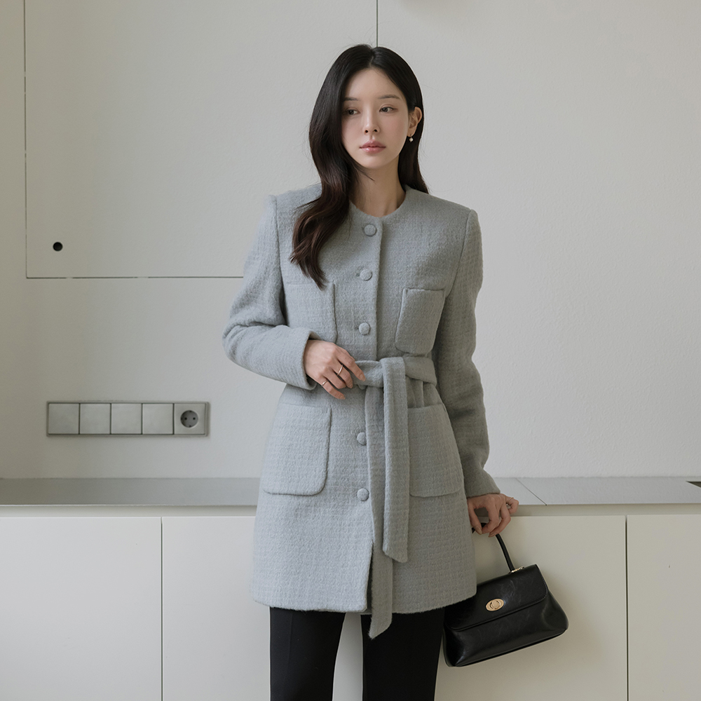 キルティング ウール ブークレ ジャケット(+ベルト)