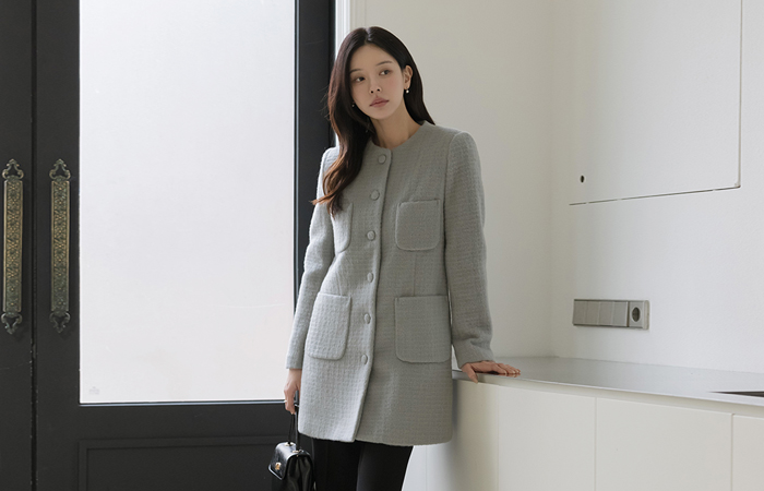 キルティング ウール ブークレ ジャケット(+ベルト)