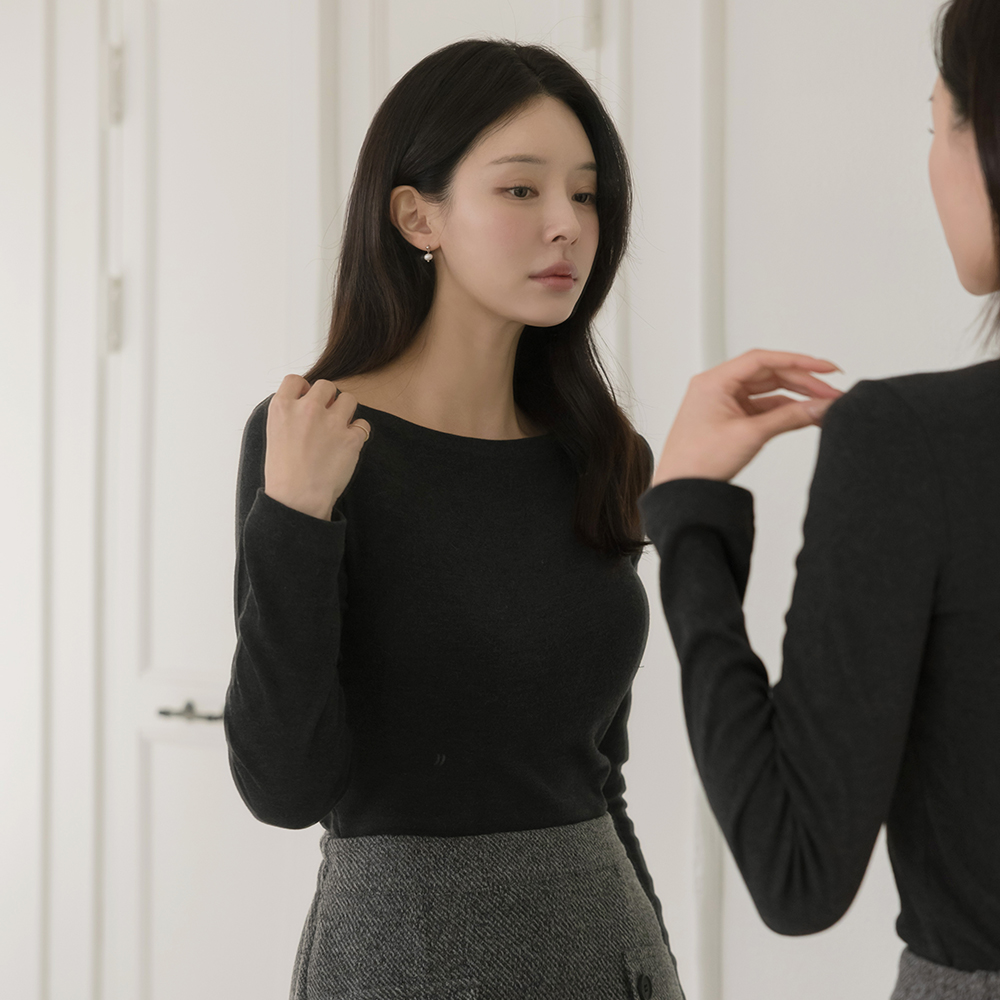 ワイド スクエアネック 弾力 ティーシャツ