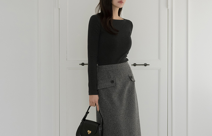 ワイド スクエアネック 弾力 ティーシャツ