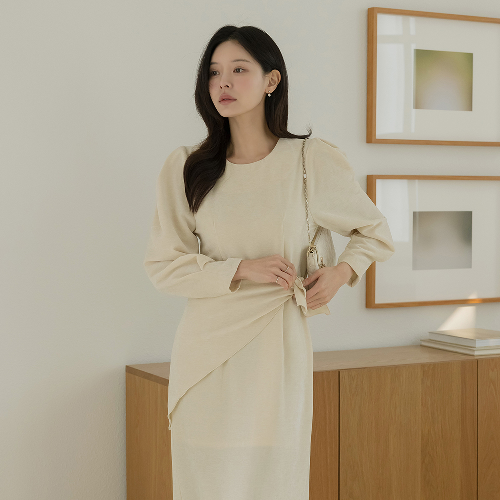 ベルベット Hライン パフ ロング ワンピース(+スカーフ)