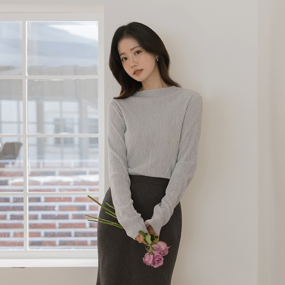 ベルベット リンクル セミハイネック ティーシャツ