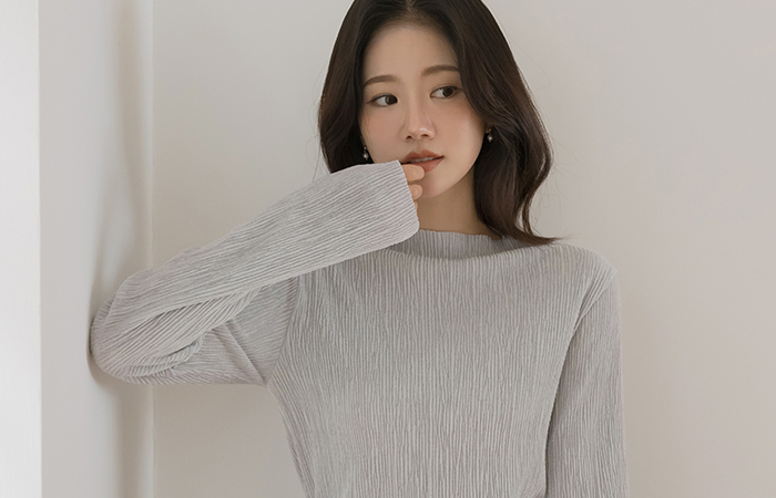 ベルベット リンクル セミハイネック ティーシャツ