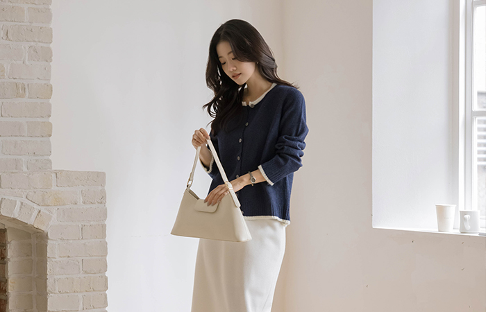 ウール ニット 袖なし&配色 カーディガン SET