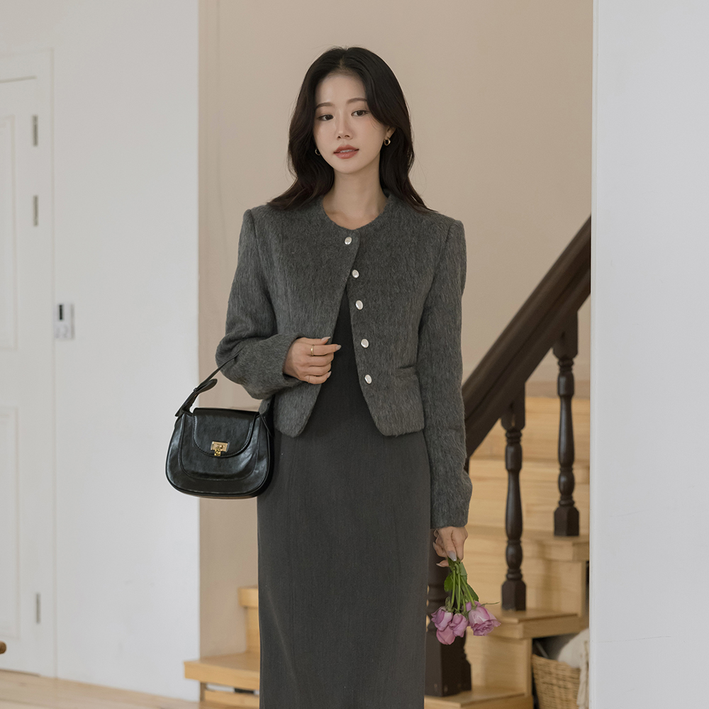 クラッシー ラウンドネック ODE ウール キルティング ジャケット