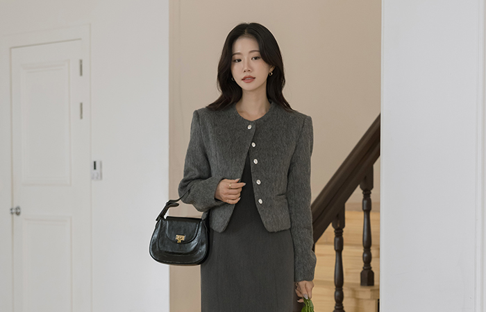 クラッシー ラウンドネック ODE ウール キルティング ジャケット