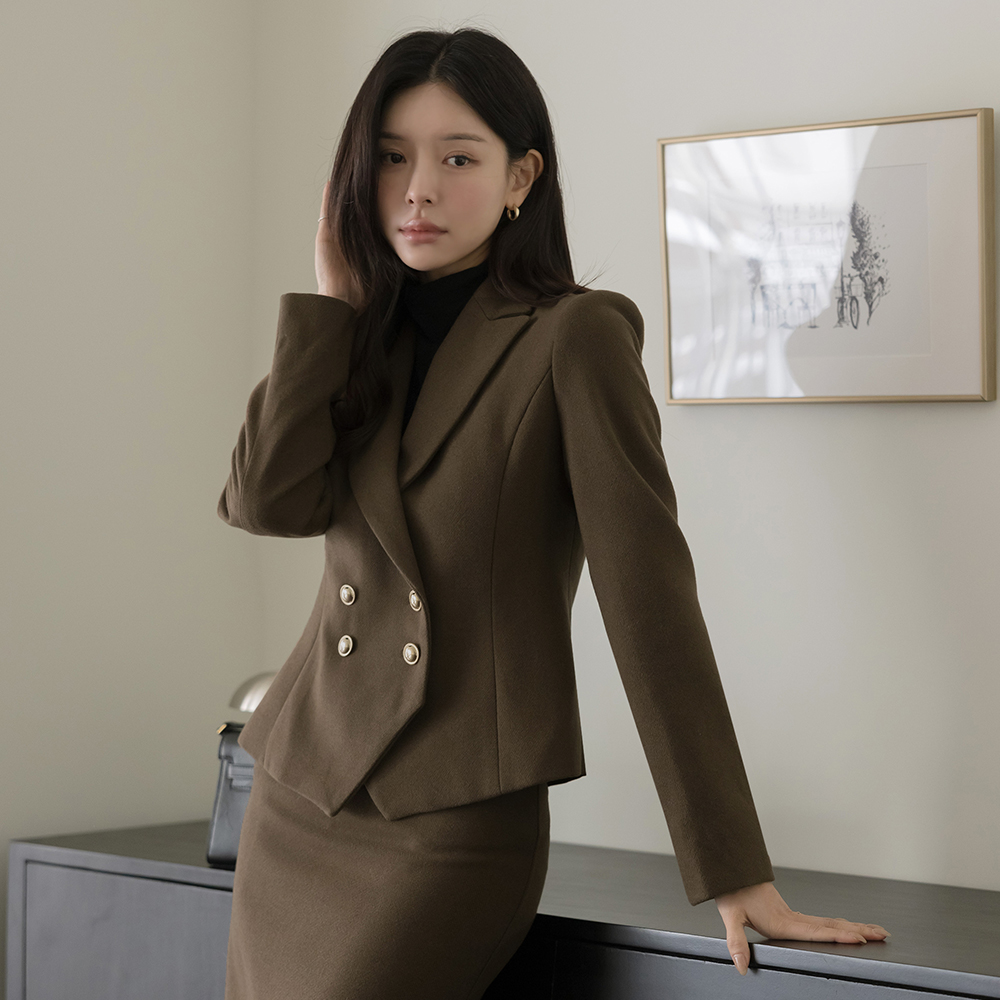 毛織 カラー ダブルボタン Set-up ジャケット