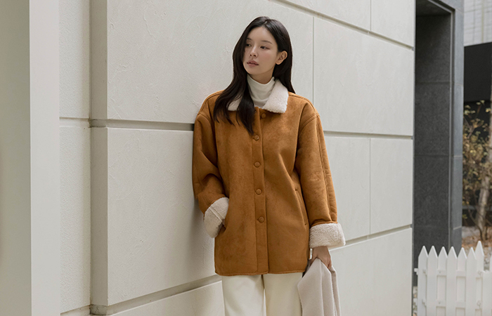 カラーネック ウール スエード ムスタング(+カバン)