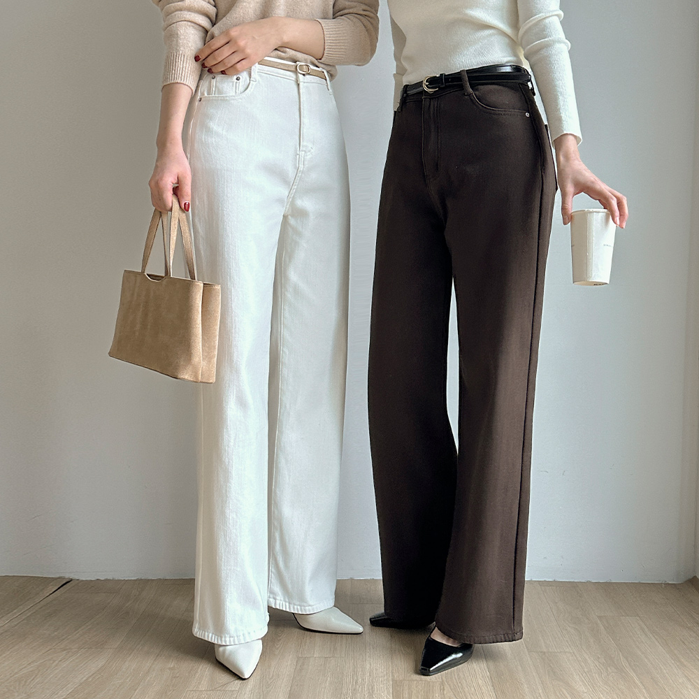 [기획특가] コットン 起毛 ストレート パンツ (ショット/ロングver)