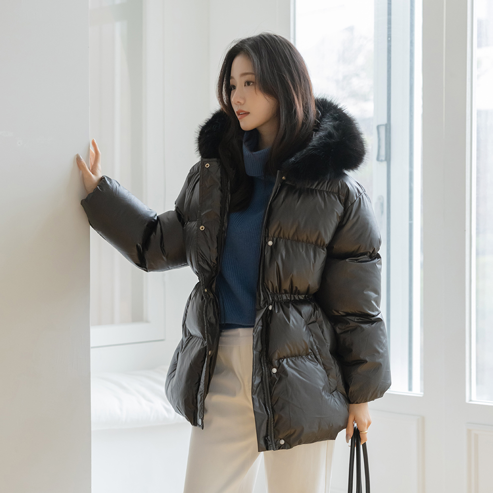 グロッシー 人造ダウン ストリング フード　 バディング(+ベルト)