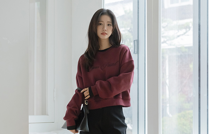 レタリング 分厚い 起毛 クロップド マンツーマン