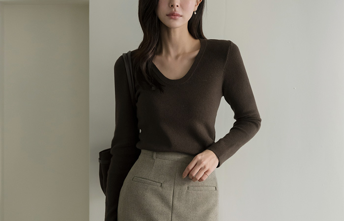 デーリー Uネック コール天 ニット