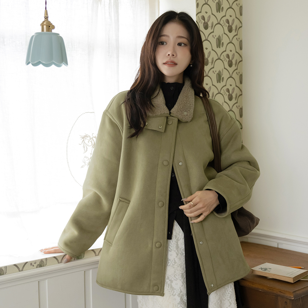 ハイネック スエード ウール 裏地 ハーフ ムスタング