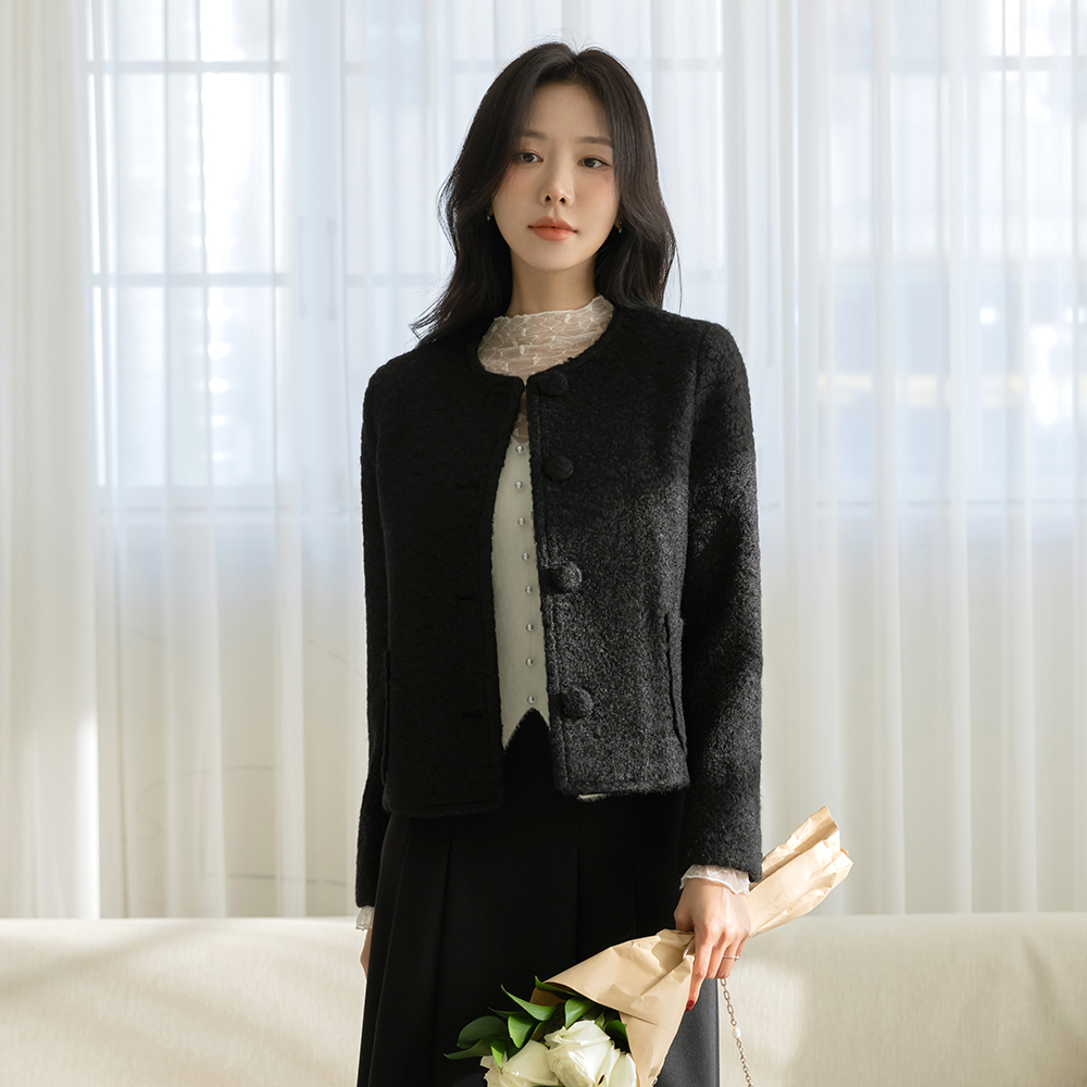 plain ウール ブークレ ツイード ジャケット