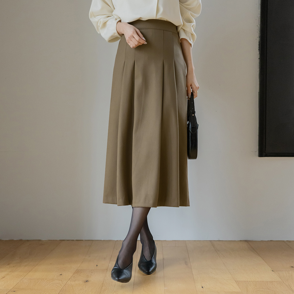 分厚い 後面バンド プリーツ スカート