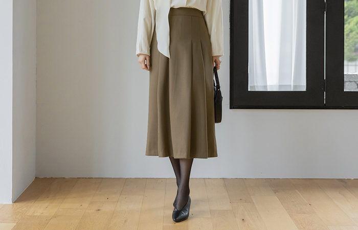 分厚い 後面バンド プリーツ スカート