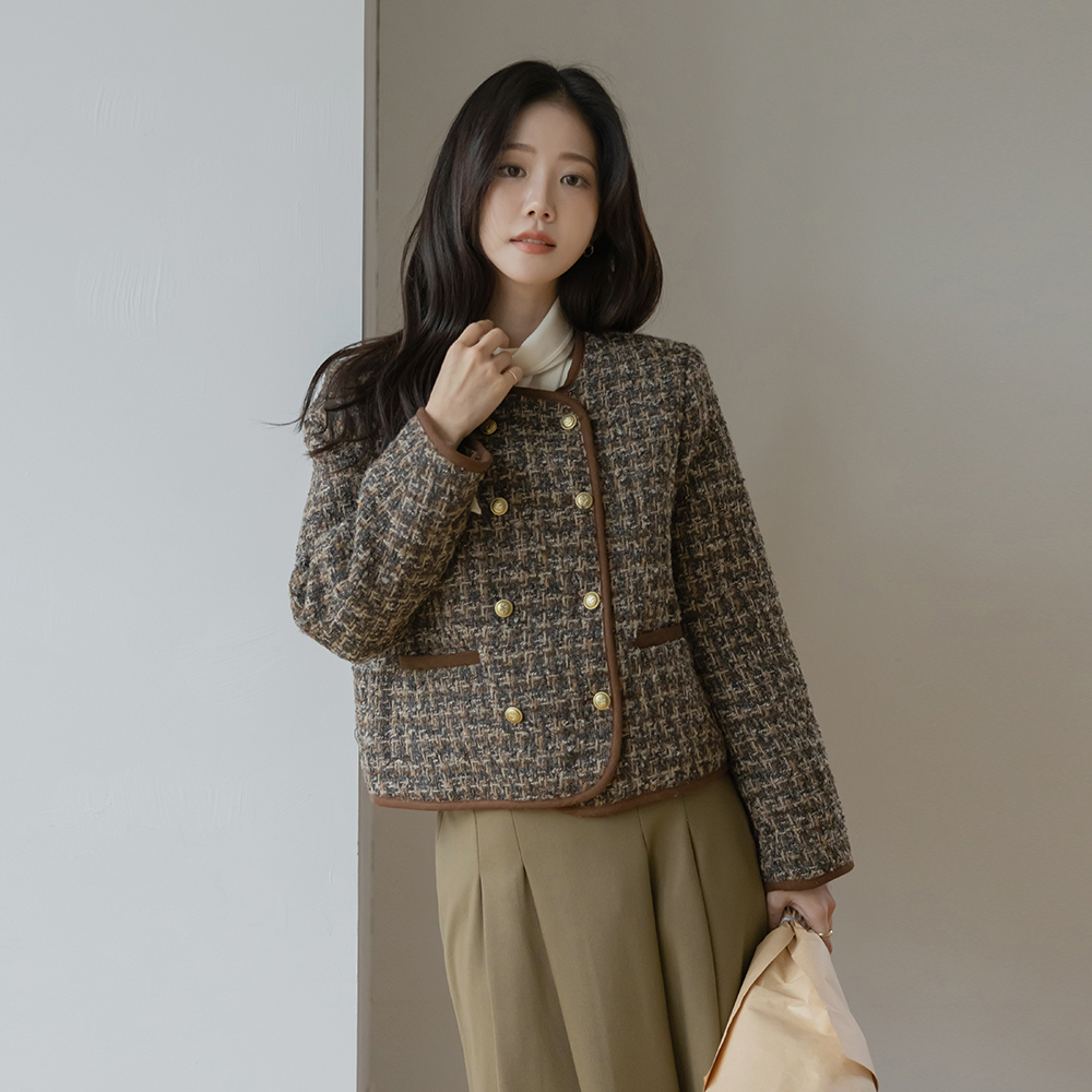 ミックス カラー 配色 キルティング ツイード ジャケット