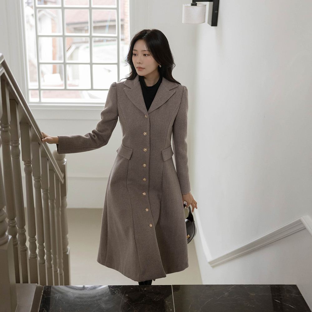 クラシック 毛織 キルティング Aライン ワンピース