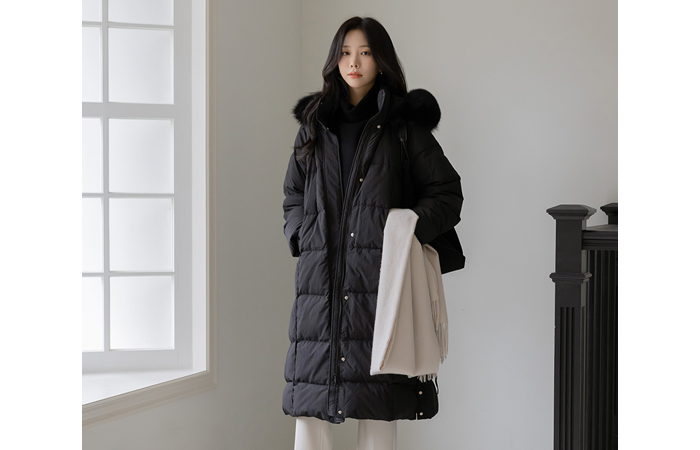 ダックダウン 100% リアル フォックスパー ロングなダウンコート(+ベルト)