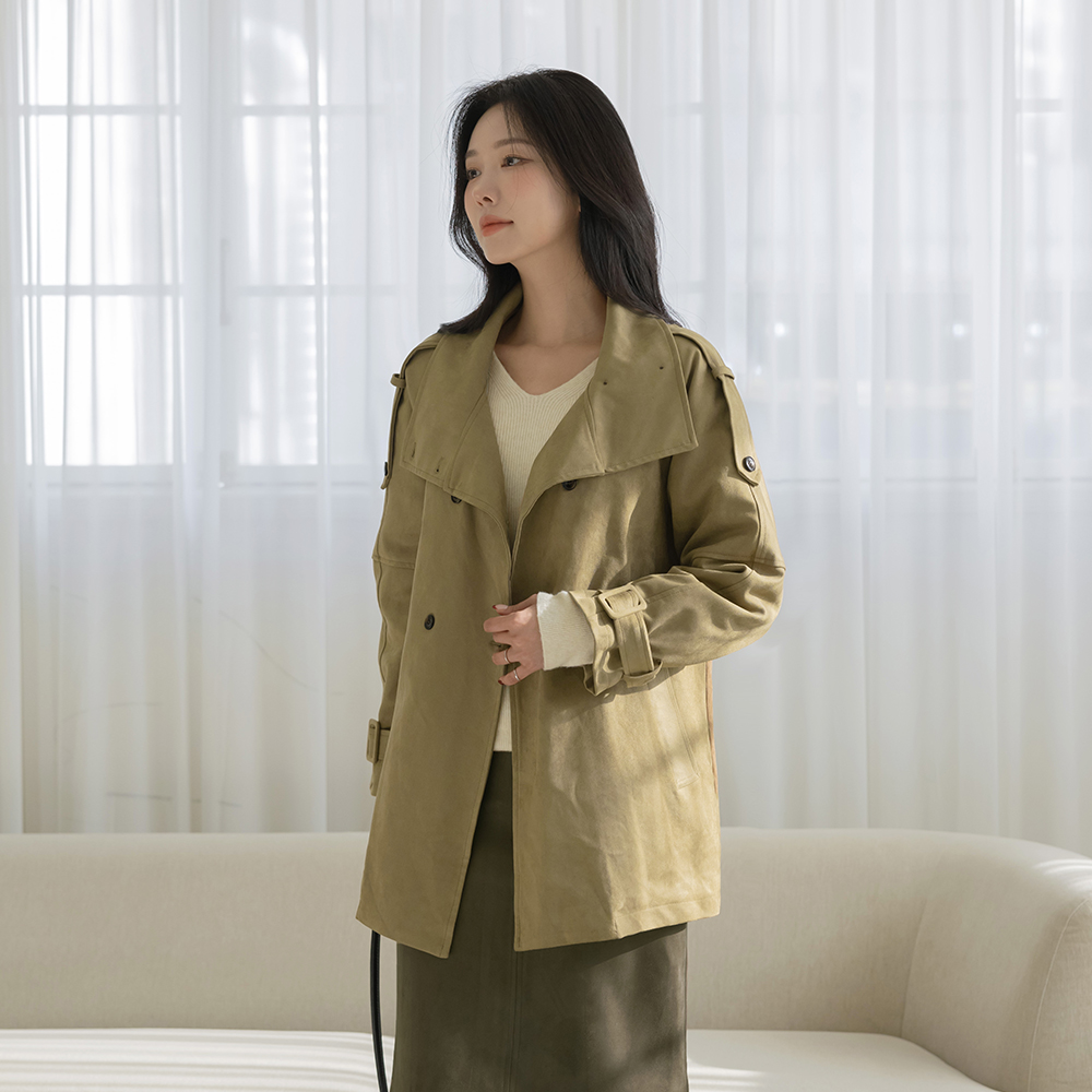 ファー 裏地 スエード トレンチ ジャケット(+ベルト)