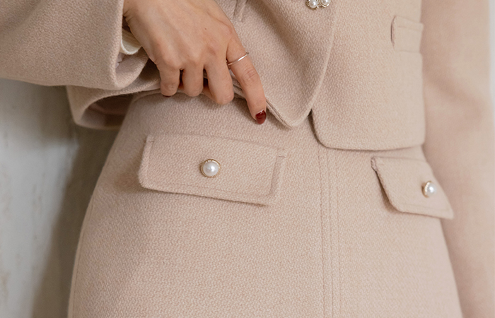 真珠 ポケット Hライン ツイード Set-up スカート