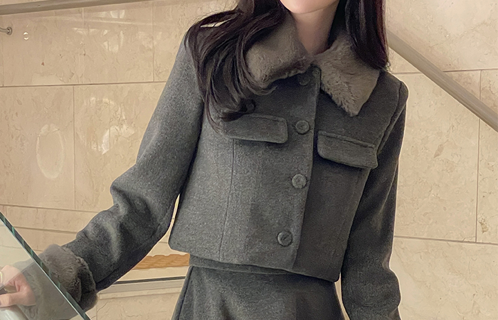 ODE ファー 配色 キルティング クロップド Set-up ジャケット