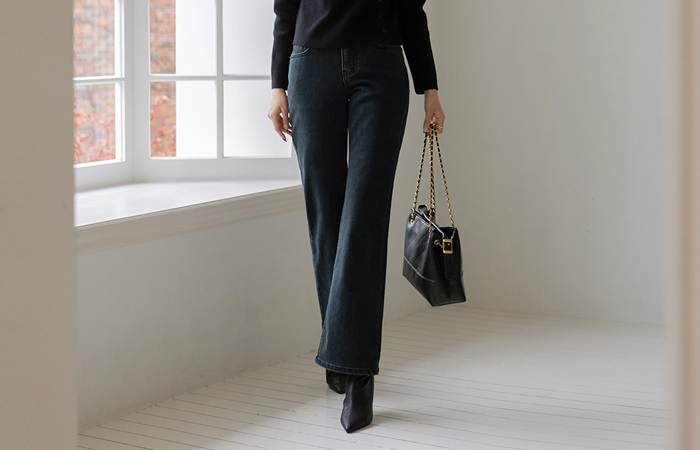 デニム 起毛 ブーツカット 弾力 パンツ