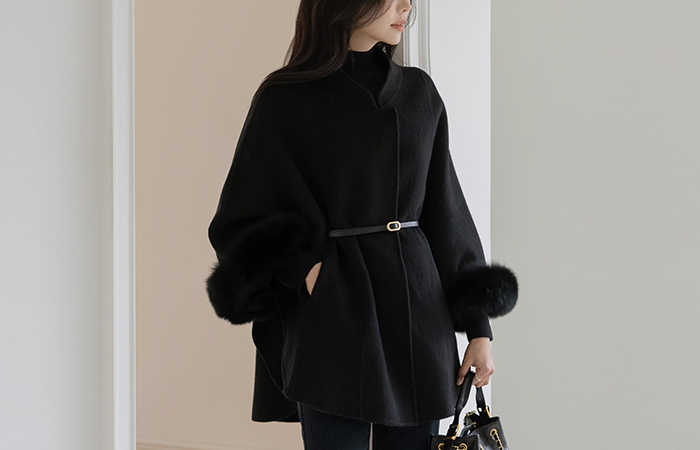 リアル フォックスパー ハンドメード ウール ケープ(+ベルト,マフラー)