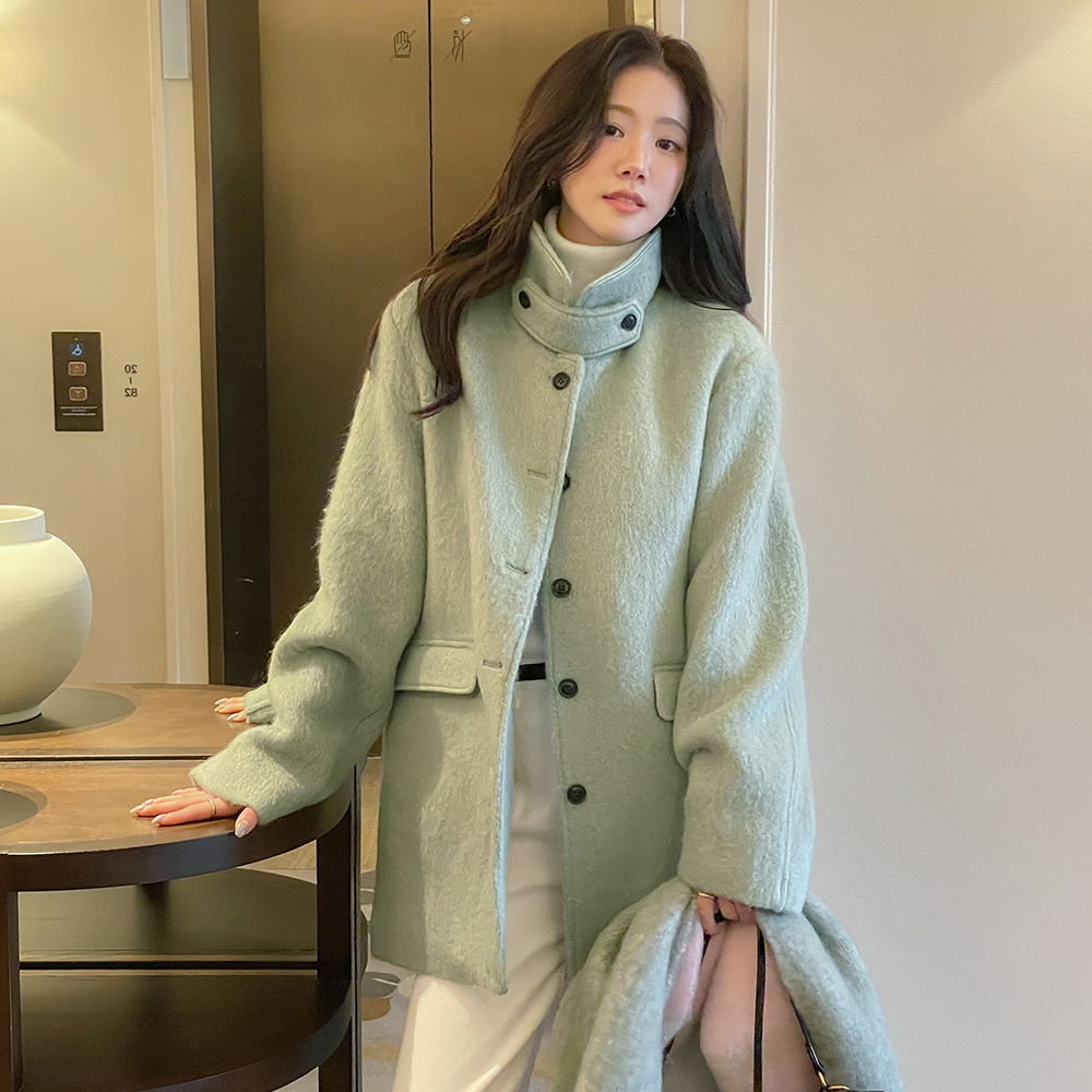 ハイネック びじょう 3オンス ウール ハーフ コート