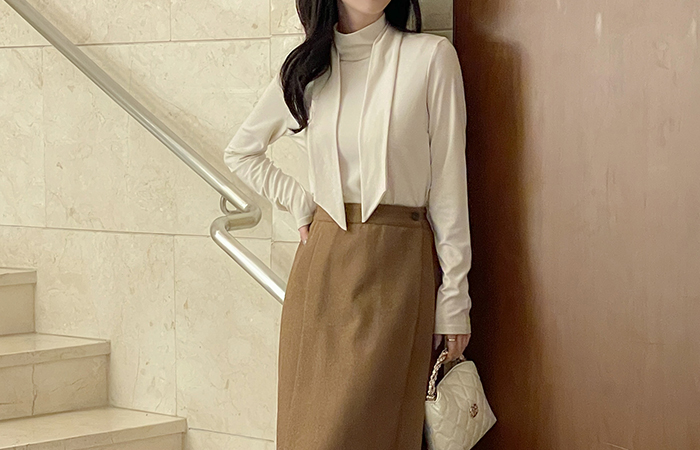 タイネック 起毛 裏地 弾力 ティーシャツ