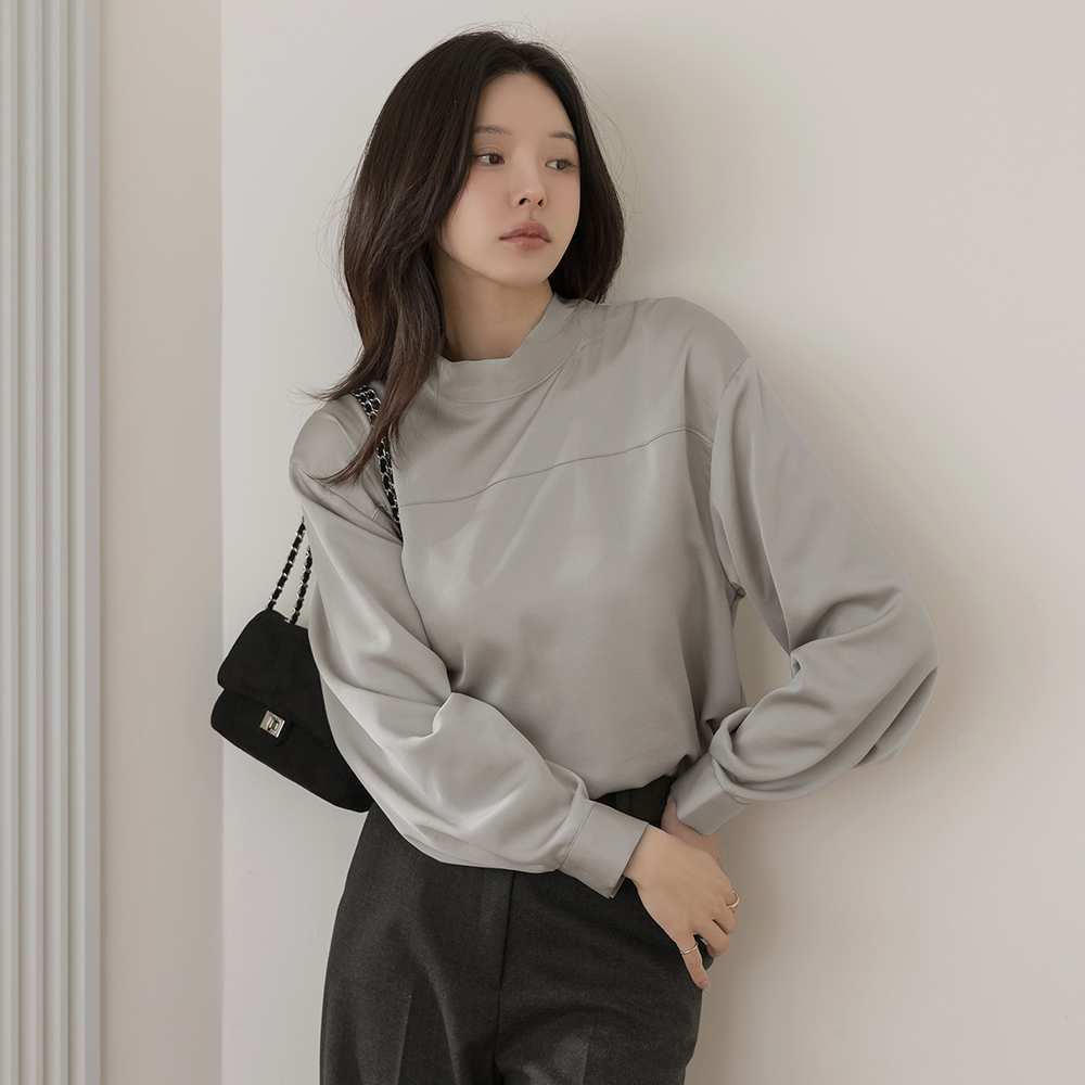 タイネック サテン リバーシブル ブラウス