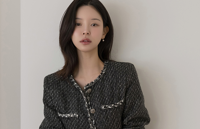 ラウンドネック ツイスト 配色 ツイード ジャケット