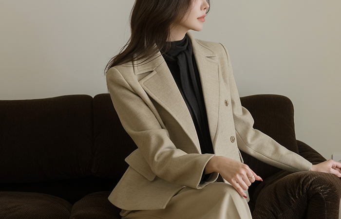 クラシック テーラード カラーネック ウール ジャケット