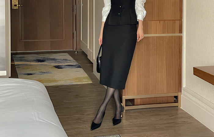 アンナ Hライン ツイード Set-up スカート