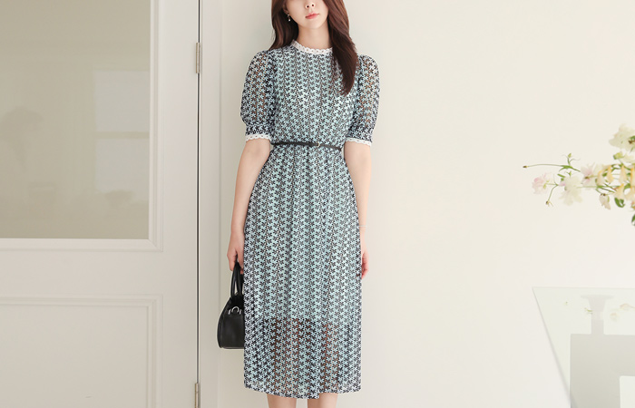 Coco パンチング レイス バンディング ロングワンピース