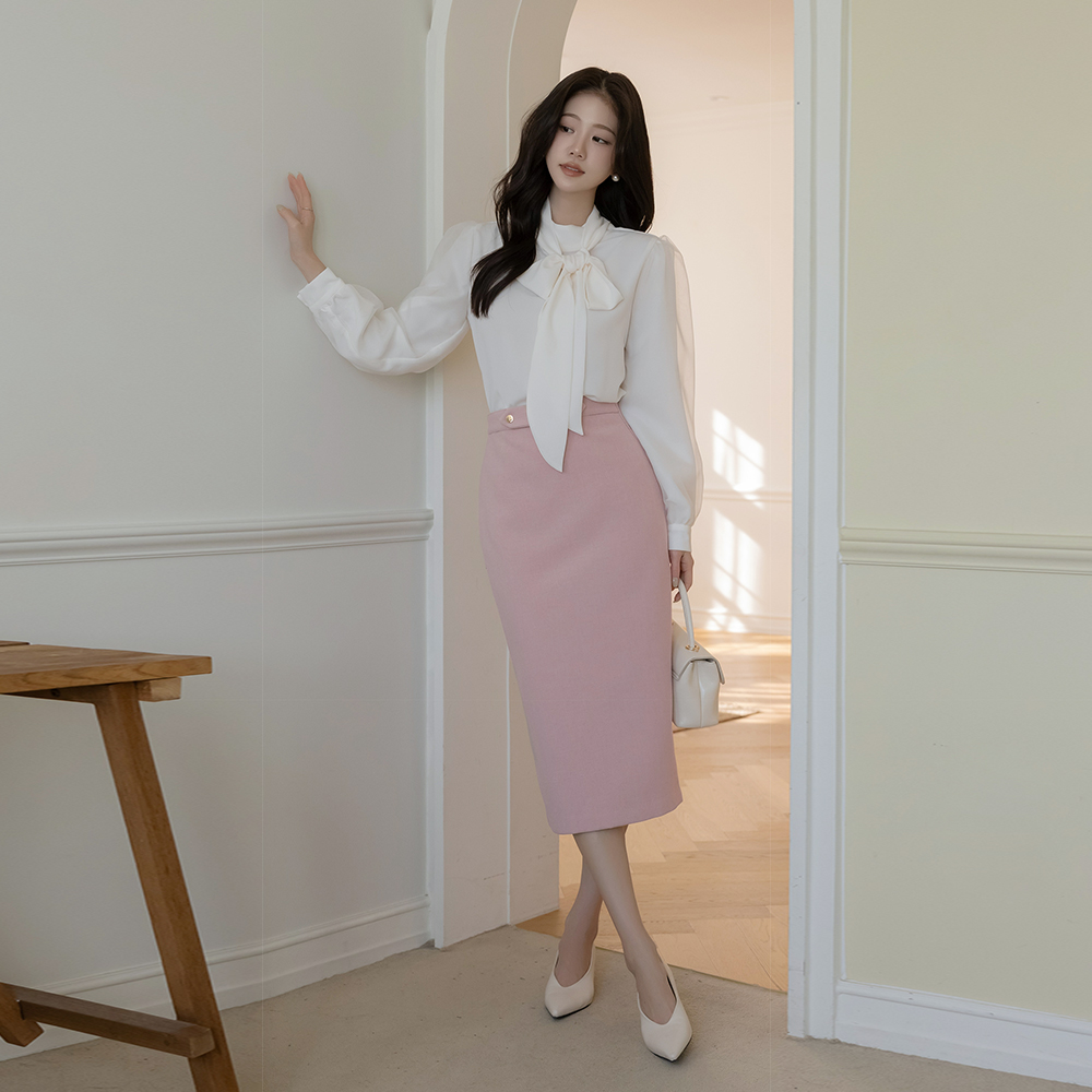 バックル ポイント Hライン 起毛 スカート